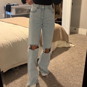Zara Light Blue Straight Leg Jeans